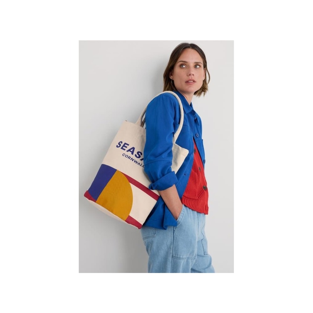 Seasalt Cornwall Canvas Arty Logo Tote Bag Multicolor Graphic Shopper